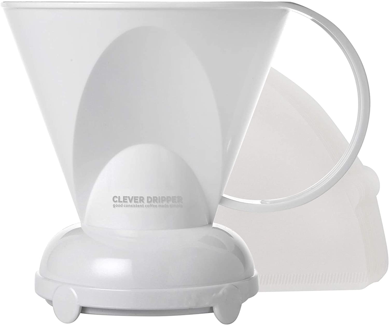 Clever Coffee Dripper Barista's Choice - Bonus 100 Filters Included (18 oz Large, Clear) (White)